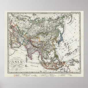 Asia Map von Stieler Poster