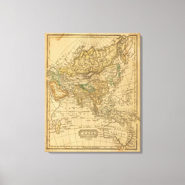 Asia Map von Worcester Leinwanddruck (Vorderseite)