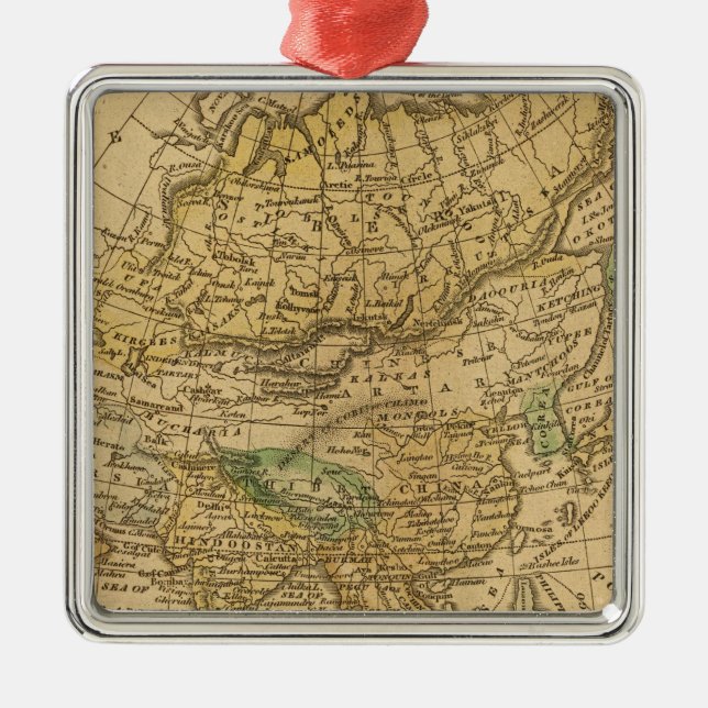 Asia Map von Worcester Silbernes Ornament (Vorne)