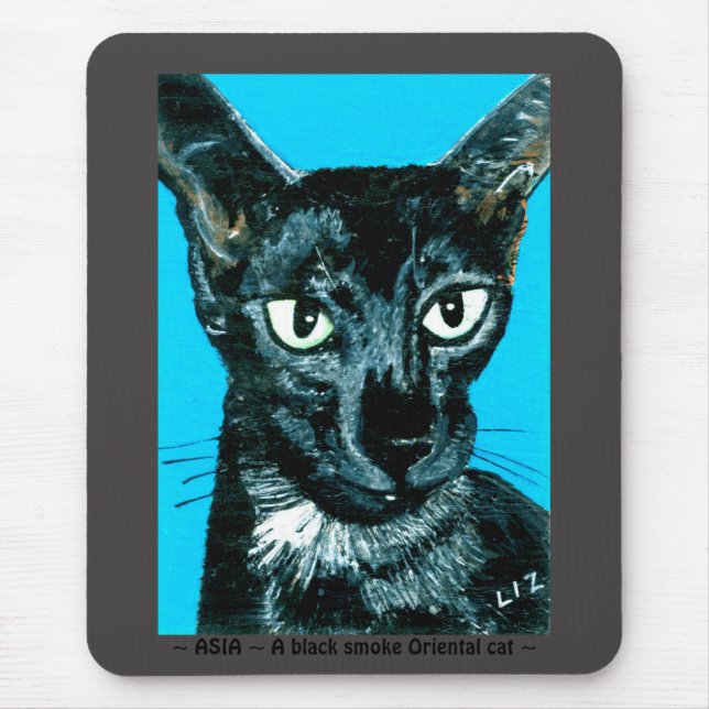 ~ASIA ~ Schwarzer Rauch Orientalische Katze ~ Maus Mousepad (Vorne)