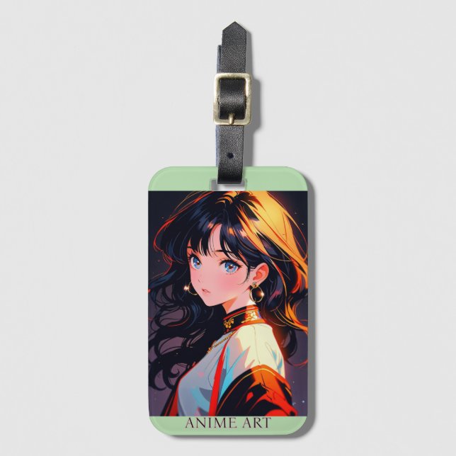 Asian anime cute girl design gepäckanhänger (Vorderseite Vertikal)