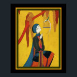 Asian Art Deco Print by Frank Mackintosh 16x20 Poster<br><div class="desc">Lebhaftes, asiatisches Art Deco Print - Asian Girl in Grape Harbour mit Nachtigall 16x20</div>