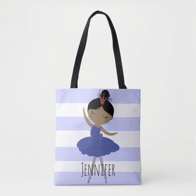 Asian Ballerina Blue Stripe Tasche (Vorderseite)