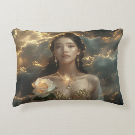 Asian Beauty With White Rose Dekokissen