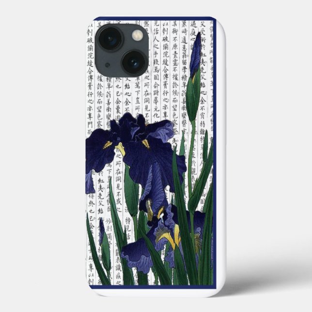 Asian Blue Iris im Kanji Hintergrund Case-Mate iPhone Hülle (Rückseite)