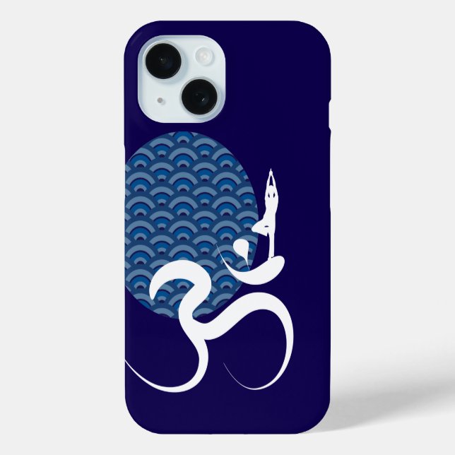 Asian Blue Sun Yoga Modern Zen Calligraphy Om Om Case-Mate iPhone Hülle (Rückseite)