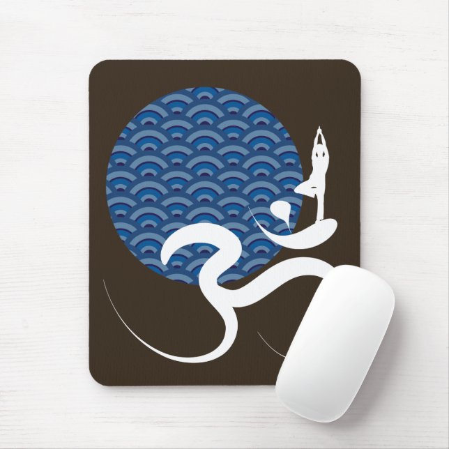 Asian Blue Sun Yoga Modern Zen Calligraphy Om Om Mousepad (Mit Mouse)