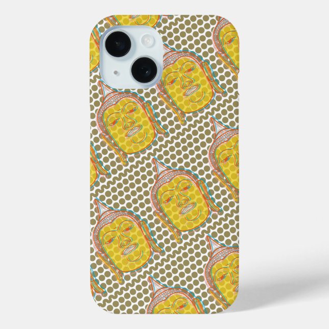 Asian Buddha Zen, Modern Art Pop Dots iPhone Case (Rückseite)