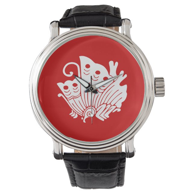 Asian Butterfly Japanese Kamon Design Armbanduhr (Vorderseite)