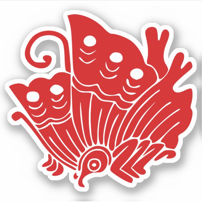 Asian Butterfly Japanese Kamon Design Aufkleber (Vorderseite)