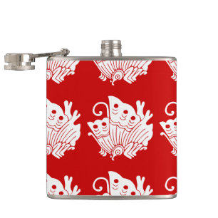 Asian Butterfly Japanese Kamon Design Flachmann