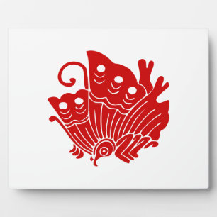 Asian Butterfly Japanese Kamon Design Fotoplatte