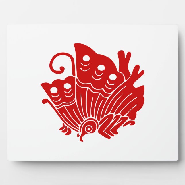 Asian Butterfly Japanese Kamon Design Fotoplatte (Vorderseite)