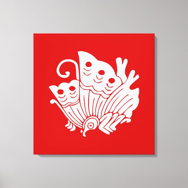 Asian Butterfly Japanese Kamon Design Leinwanddruck (Vorderseite)