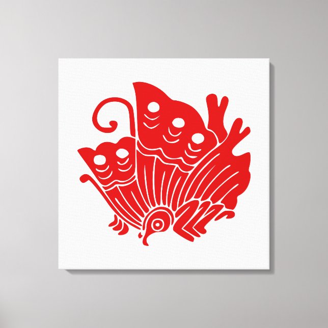 Asian Butterfly Japanese Kamon Design Leinwanddruck (Vorderseite)