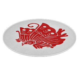 Asian Butterfly Japanese Kamon Design Schneidebrett
