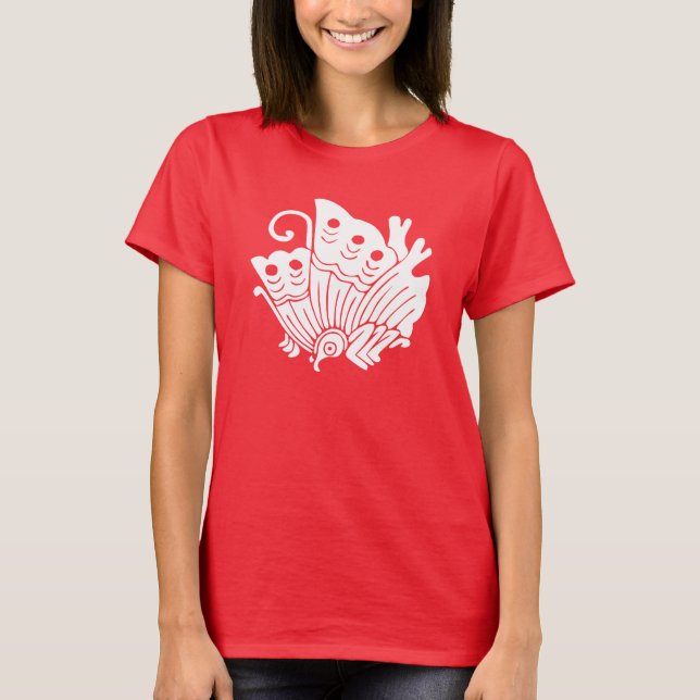 Asian Butterfly Japanese Kamon Design T-Shirt (Vorderseite)