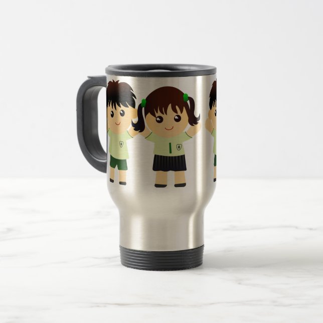 asian-Cartoon-Kind-Kinder-Wandmalerei Reisebecher (Vorderseite Links)