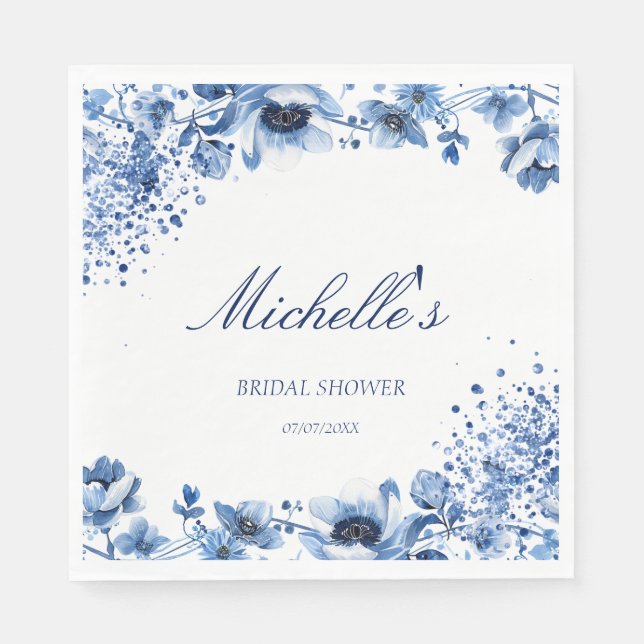 Asian Chinoiserie Light Blue Floral Bridgerton Serviette (Vorderseite)