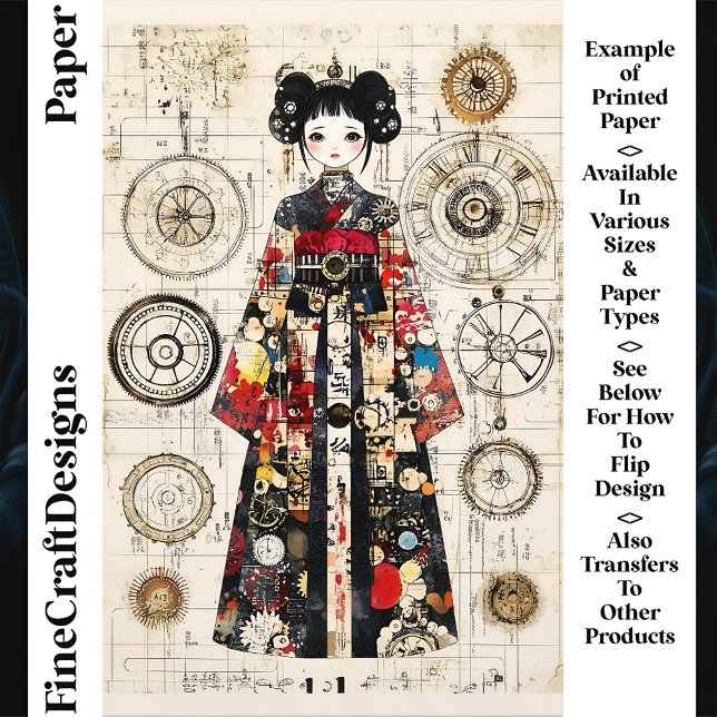 Asian Clockpunk Doll in Kimono CK6 Scrapbook Paper (Von Creator hochgeladen)