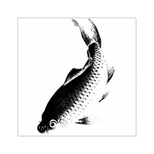 Asian Coi Fish Wildlife Animal Wood Briefmarke Gummistempel