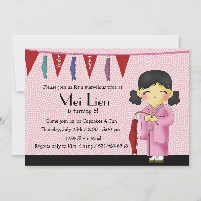 Asian Cutie - Invitation de fête d'anniversaire (Devant)