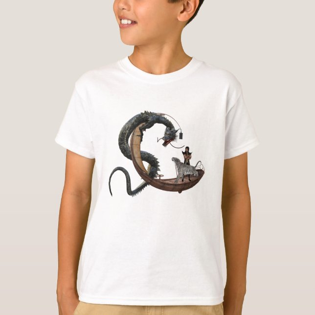 Asian Eastern Dragon Fantasy Boat Tiger T-Shirt (Vorderseite)