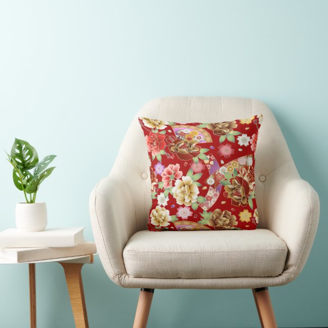 Asian Floral on Red Kissen (Stuhl )