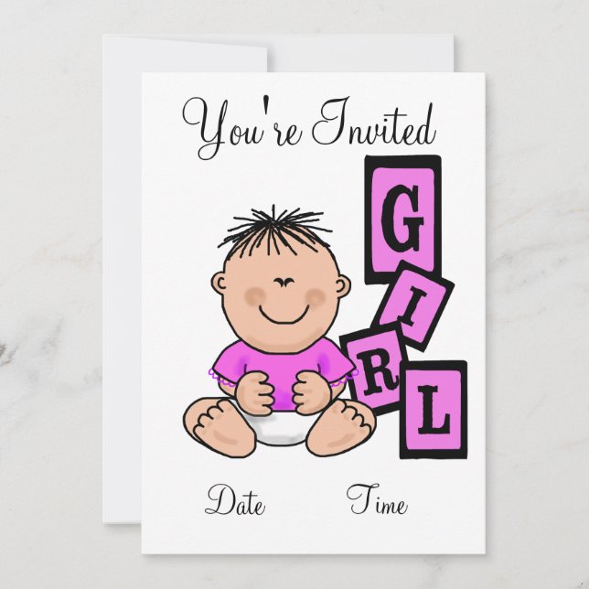 Asian Girl Baby Shower Einladung Anpassen! (Vorderseite)