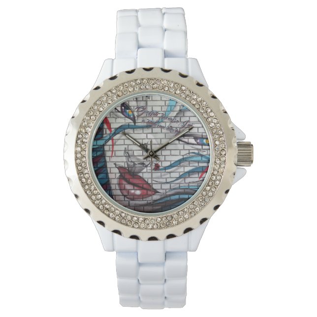 Asian Girl Graffiti Armbanduhr (Vorderseite)