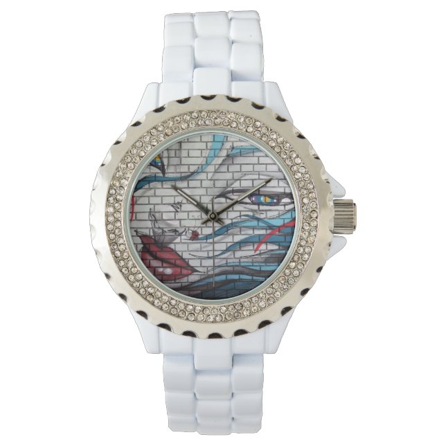 Asian Girl Graffiti Armbanduhr (Vorderseite)