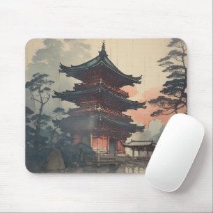 Asian House Woodblock Art Mousepad