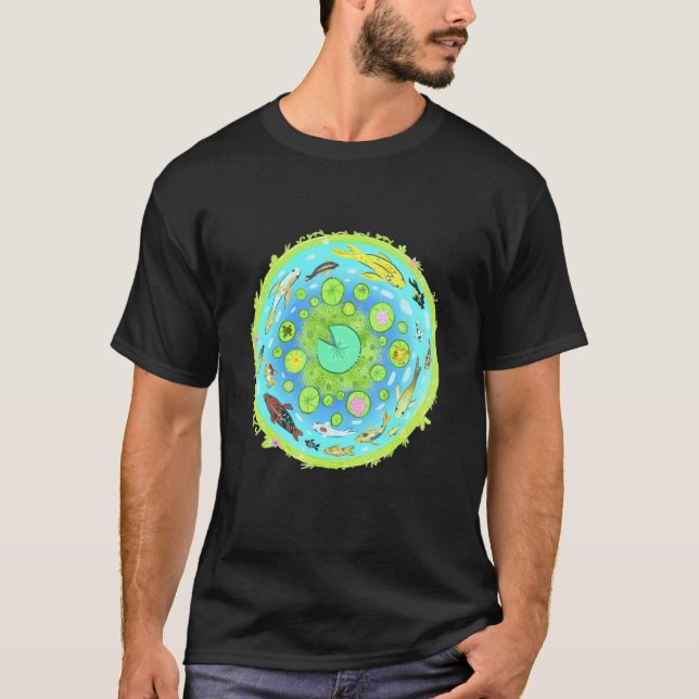 Asian Koi Blue Pond Goldfish Carp Freshwater Pflan T-Shirt (Vorderseite)
