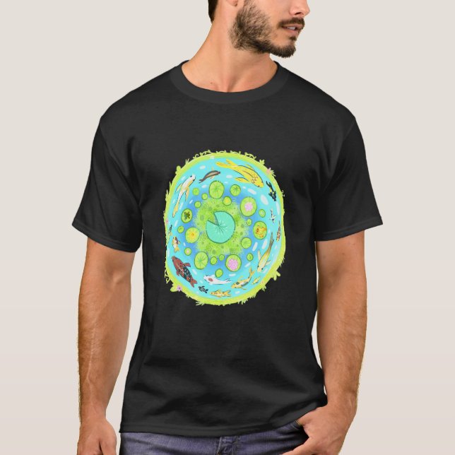 Asian Koi Blue Pond Goldfish Carp Freshwater Pflan T-Shirt (Vorderseite)