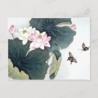 Asian Lotus Leaf Pink Blumen Butterfly Kunst Cool