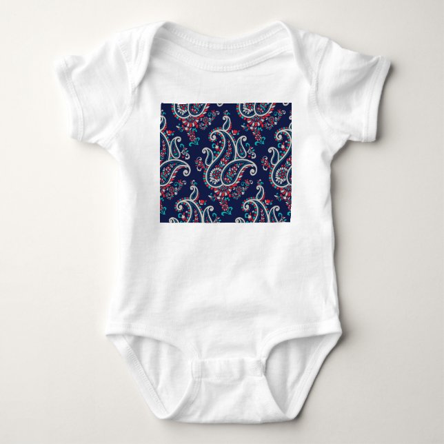 Asian Paisley: Traditionelles Nahtloses Design. Baby Strampler (Vorderseite)