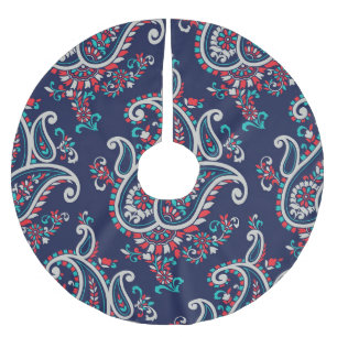 Asian Paisley: Traditionelles Nahtloses Design. Polyester Weihnachtsbaumdecke