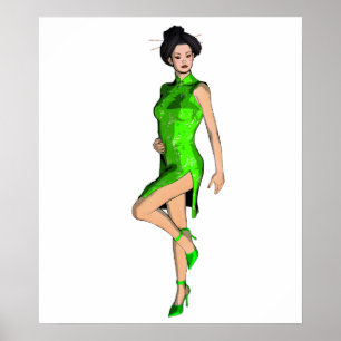 Asian Pin-Up Girl Poster