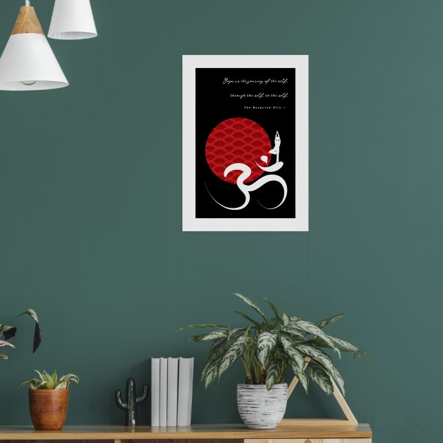 Asian Red Sun Yoga & Modern Zen Calligraphy Om Om Poster (Wohnzimmer 1)