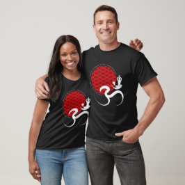 Asian Red Sun Yoga & Modern Zen Calligraphy Om Om T-Shirt
