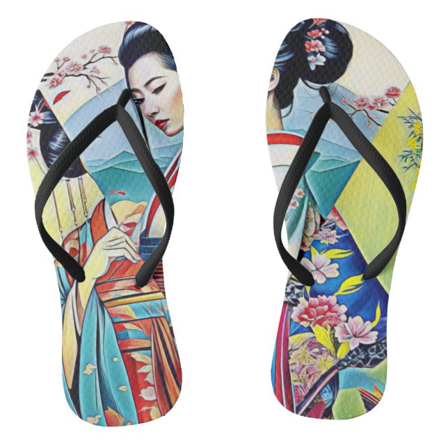 ASIAN SPRING DESIGNER COLLAGE FLIP FLOPS (Fußbett)