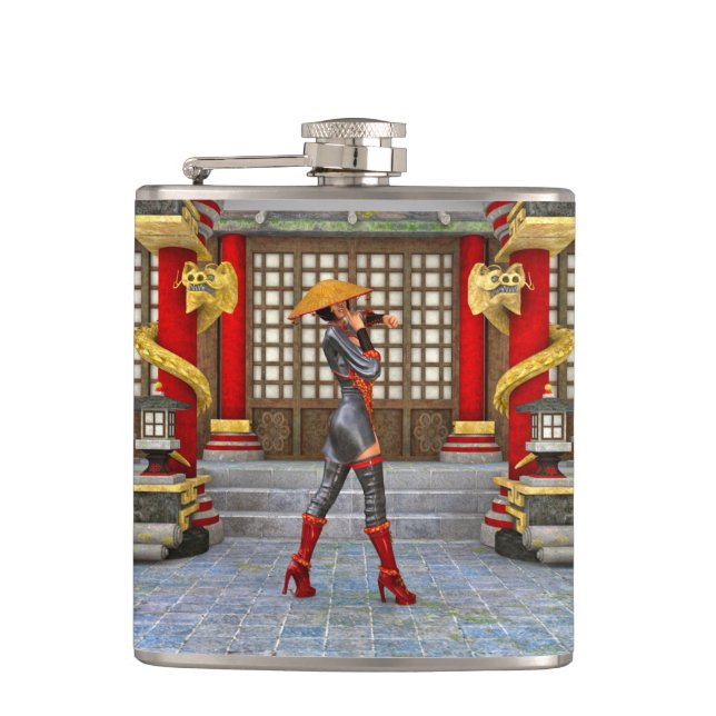 Asian Warrior Maiden Flachmann (Vorderseite)