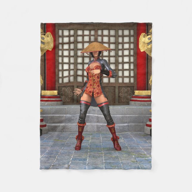 Asian Warrior Maiden Fleecedecke (Vorderseite)