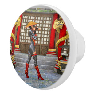 Asian Warrior Maiden Keramikknauf