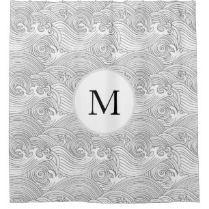 ASIAN WAVE MOTIF CUSTOM PREMIER rideau de douche