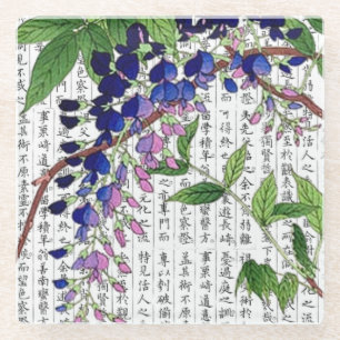Asian Wisteria Wistaria im Kanji Hintergrund Glasuntersetzer