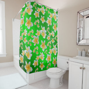 asian, yellow, white, bloom, bright, gold, floral duschvorhang