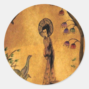 Asiatique fille ~ Sticker Japonais Chinois Gold Lo