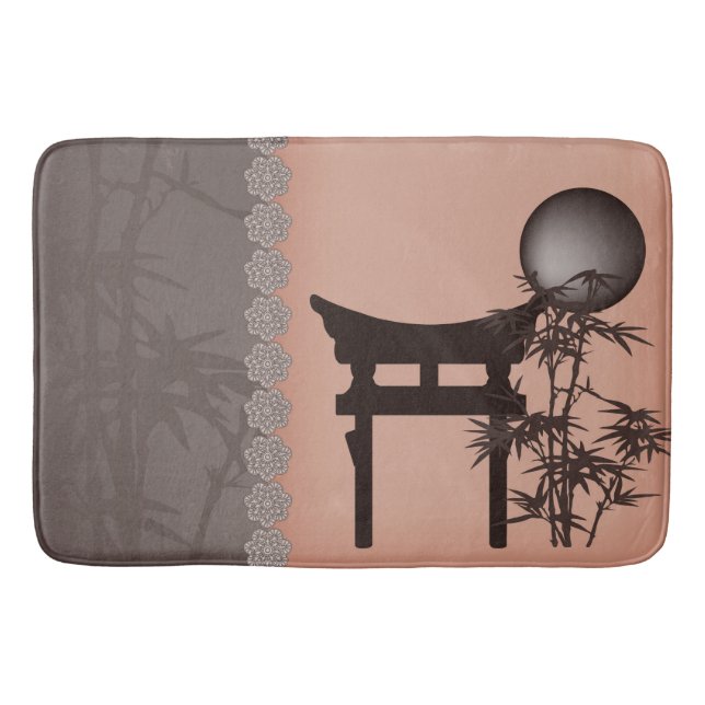 Asiatisch-braune Torii-Bambuskunst Badematte (Vorderseite)