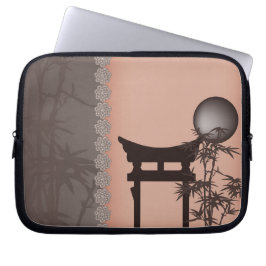 Asiatisch-braune Torii-Bambuskunst Laptopschutzhülle
